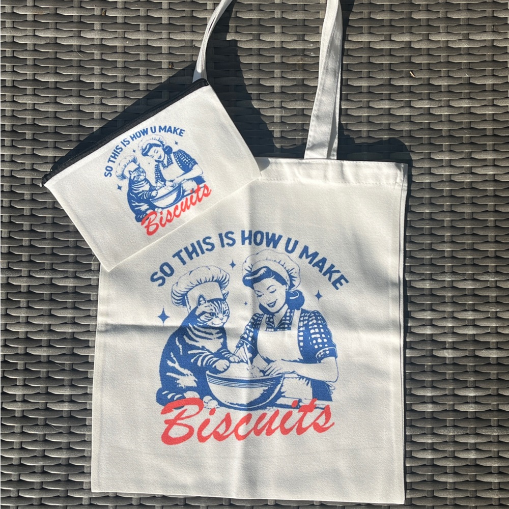 Cat So This Is How U Make Biscuits Canvas Tote